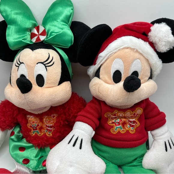 Disney Store 2020 Mickey And Minnie Mouse Holiday Cheer Christmas Med Plush Set - Picture 2 of 10